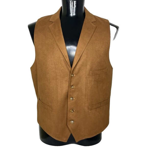 Alan Flusser Men's Suit Vest Faux Suede Brown Size XL - Picture 1 of 9